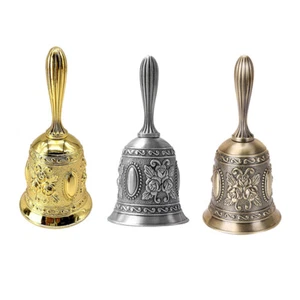 Brass Vintage Hand Call Bell School Hotel Alarm Craft Church Wedding Decoration - Picture 1 of 17