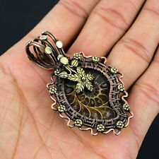 Ammonite Gemstone Handmade Jewelry Copper Wire Wrap Dainty Pendant Gift For Her