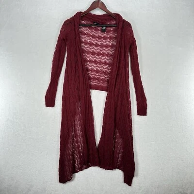 Cárdigan Moda Vintage Para Mujer XS Rojo Tejido Abierto Mezcla Mohair Suéter Largo Y2K Gótico Foto 1 de 4