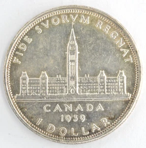 1939 Canada Parliament $1 Silver Dollar .800 Fine Silver Ruler George VI Coin - Picture 1 of 2