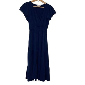 Knox Rose Academy Blue Short Flutter Sleeve Tiered Maxi Dress Size XS - Picture 1 of 13