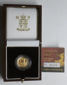 Gold 1/10oz Britannia Proof £10 Coin 2004 Royal Mint UK with Britannia Standing - Picture 1 of 5