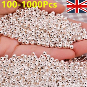 100-1000x Genuine 925 Sterling Silver Round Ball 3mm Beads Making Jewelry Acc UK - Picture 1 of 12