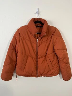 H&M жженый оранжевый слегка укороченный пуховик женский размер XS - Изображение 1 из 4