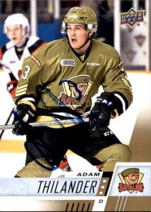 Adam Thilander Signed 17/18 Upper Deck CHL card #128 North Bay Battalion