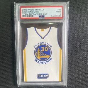 2016 Panini Threads Stephen Curry Team Thread Die Cut PSA 9 #18 Pop 9 - Picture 1 of 5