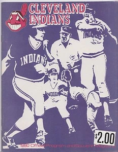 Tarjeta de puntuación oficial del programa de béisbol de recuerdos de los Indios de Cleveland 1980 sin anotar - Imagen 1 de 7