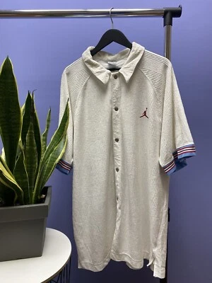 Vintage Jordan Velvet Shirt Jetsey Button Up Size XXL White - Image 1 of 4