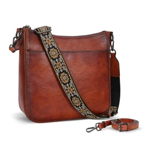 Shoulder Bag for Women Brown Leather Purse with Pockets Hobo Crossbody Bags V... - Picture 1 of 7