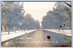 1910 RPPC escena de nieve North Poplar Street Centralia Illinois 24 de abril postal - Imagen 1 de 2