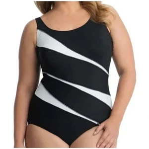 MiracleSuit 14DD Helix Badeanzug Einteiler schwarz weiß Bügel Übergröße Resort - Bild 1 von 12