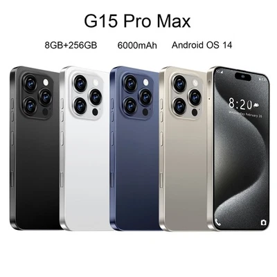 Unlocked CELL PHONE 15 Pro MAX 256GB+8GB 5G Smartphone Android 14 6000mAh - Image 1 of 4