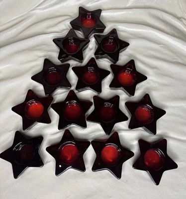 Набор из 14 подсвечников Crate And Barrel Ruby Red Star Tea Light - Изображение 1 из 4