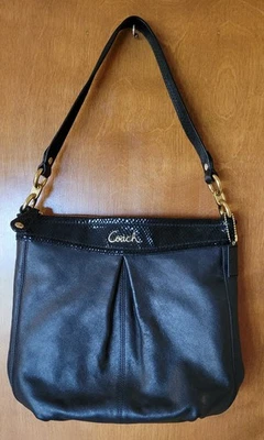 COACH Ashley Black Leather Hippie Handbag Shoulder Bag Tote Purse 20114 - Image 1 of 4