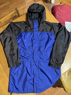 REI Gore-Tex Parka L Tall Blue Black Vintage 90s Hooded Waterproof Jacket - Image 1 of 4