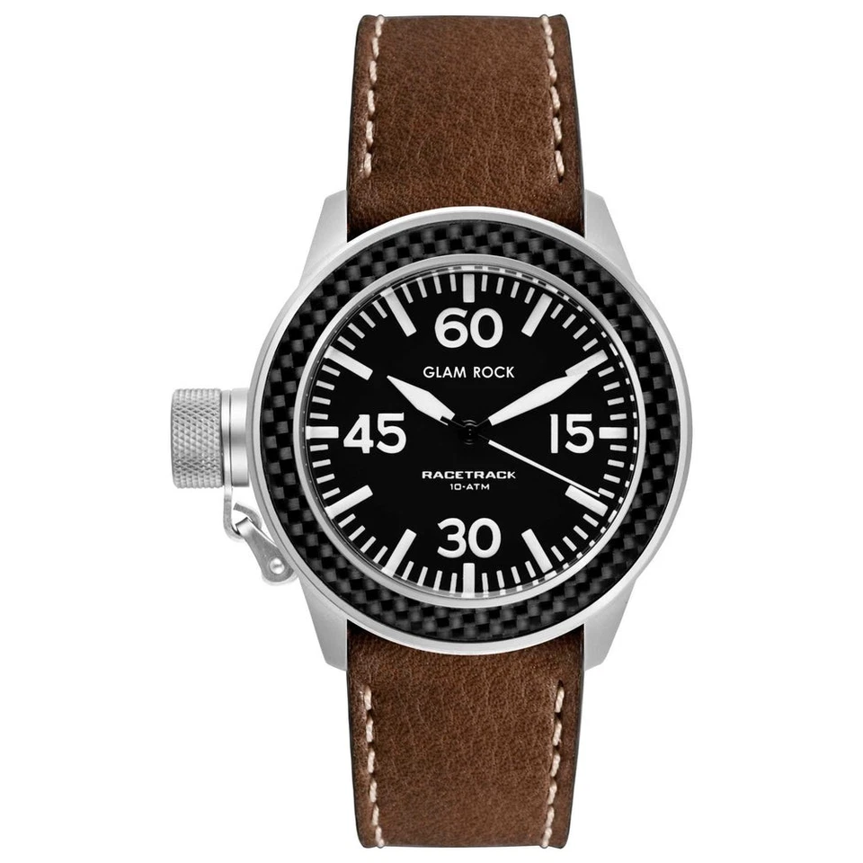Glam Rock Unisex Racetrack Swiss Made Brown Leather Quartz 40mm Watch GRT29004F - image 1 of 1