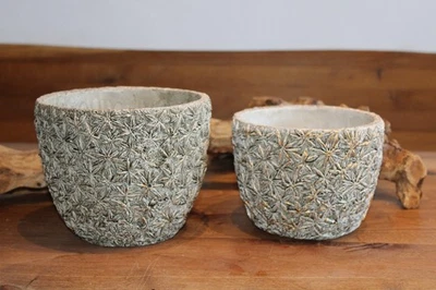 Übertopf  "Flowers" Grau/Gold Blumendekor, in 2 Größen erhältlich, Blumentopf - Bild 1 von 4