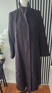Sachi Collection Peruvian Alpaca Suri & Wool Coat Size 10 Brown Lined Pocket - Picture 1 of 17