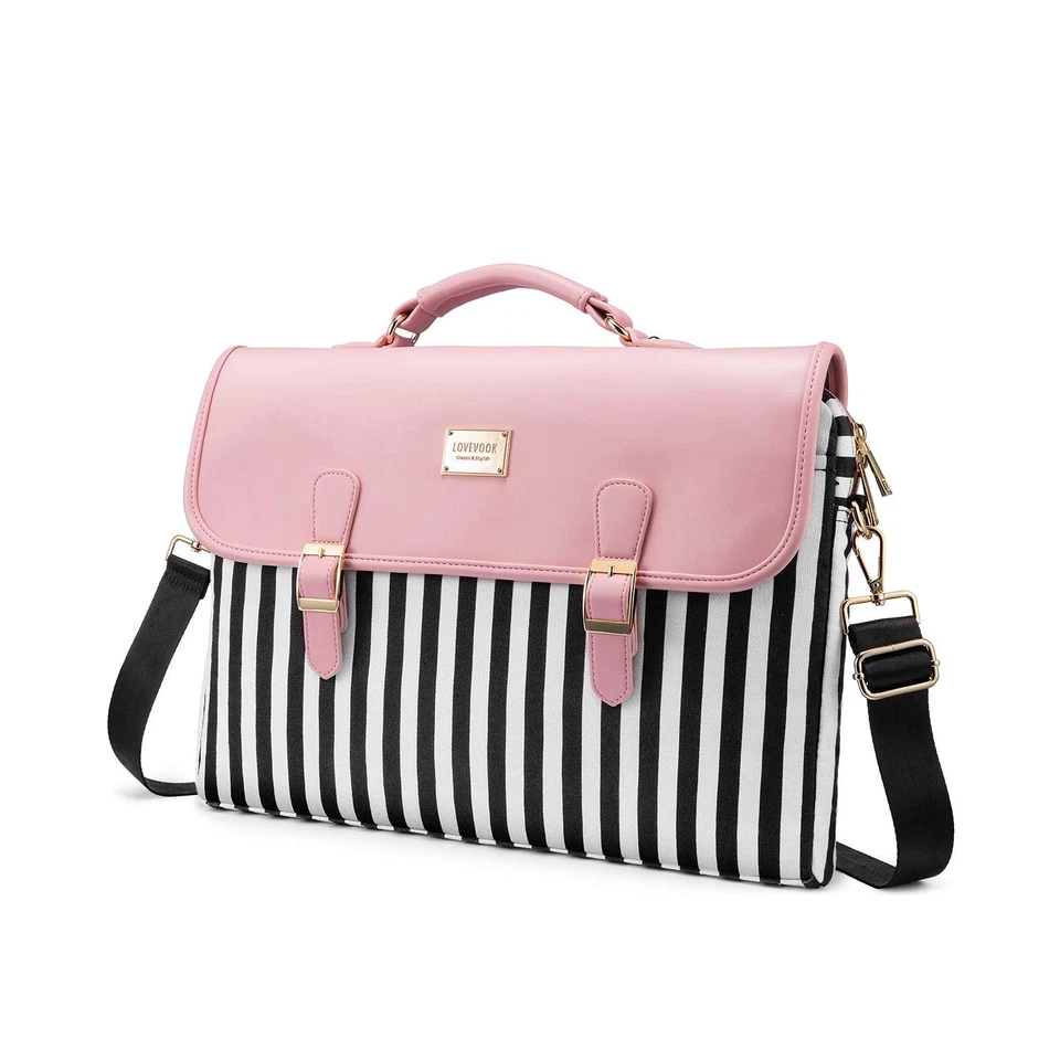 Computer Bag Laptop for Women Cute Sleeve 15.6-inch Stripe Pink