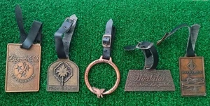 Lot of 5 Diff. Metal Golf Club Bag Tags w/ Buckle Straps - Picture 1 of 2