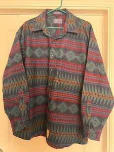 Vintage Lobo Pendleton Wool Native Design Shirt Size XL USA made Blue Green Red - Picture 1 of 7