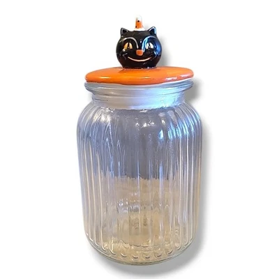 Johanna Parker Transpac Halloween tarro bote con tapa de gato negro  Foto 1 de 4