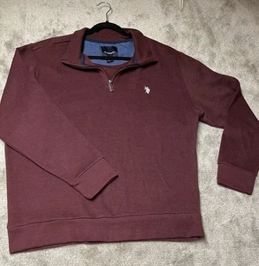 U.S. Polo Assn. Pullover Sweatshirt Herren XL Quarter Zip Burgund/Weiß - Bild 1 von 9