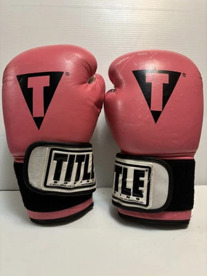 Guantes de boxeo vintage Title para mujer rosa y negro talla regular en muy buena condición difícil de encontrar Foto 1 de 4