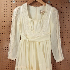 vtg 70s usa GUNNE SAX floral lace maxi dress victorian XS peasant cottagecore - Picture 1 of 8