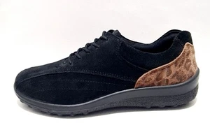 Zapatos Tono Más Caliente Talla 4.5 Reino Unido Negro Leopardo Gamuza Cómodos Pisos Cojín Plus - Imagen 1 de 6