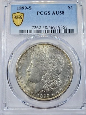 1899 S Morgan Silver Dollar $1 PCGS AU58 Almost Uncirculated Better Date - Image 1 of 4