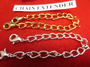7" 14 kt GOLD EP & STERLING SILVER EP DOUBLE LOBSTER CLAW NECKLACE EXTENDER - Picture 1 of 3