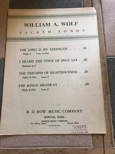 Partitura musical I hear the Voice of Jesus Say mediana en fa William Wolf 1952 fila RD - Imagen 1 de 3