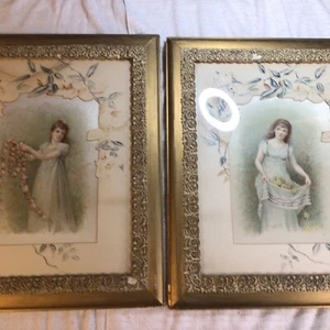 Two Antique Framed And Matted Victorian Style Pieces - Picture 1 of 24