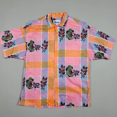 Camisa Hawaiana Jams Original De Colección Hombres Mediana Naranja Rosa Azul Estampado Floral Étnica Foto 1 de 4