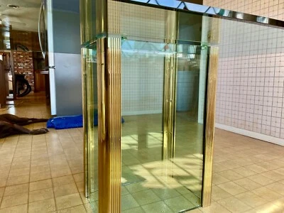 MESA DE COMEDOR ORIGINAL VINTAGE LEON ROSEN - COLECCIÓN PACE de latón y vidrio Foto 1 de 4