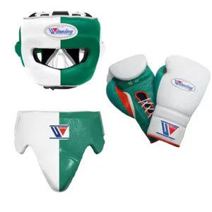 Winning Boxing Set Gloves, FG 5000 Headgear, CPS 500 Groin Guard Perfect Fit - Picture 1 of 4