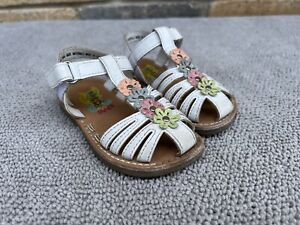 Rachel Shoes Sandals Toddler Size 6 Floral White Buckle Cute F46