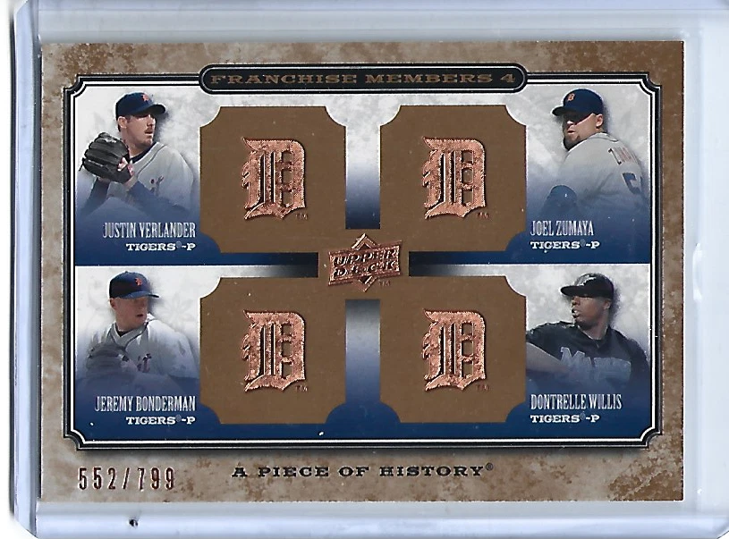 Verlander/Zumaya/Bonderman/Willis-2008 Un pedazo de historia miembro de la franquicia Quad Foto 1 de 2