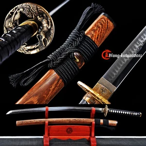 Tiger & Bamboo Katana Natural Rosewood T10 Clay Tempered Japanese Samurai Sword - Picture 1 of 11