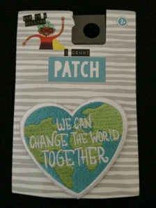 NEW ~ One In A Million "We Can Change The World Together” Iron-On Heart Patch - Picture 1 of 3