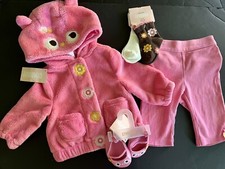 NWT Girls 3-6 Mo Gymboree BRIGHT OWL Pink 5-piece Set JACKET SHOES PANTS 2-SOCKS