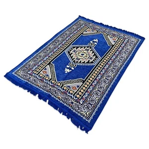 180 x 135 cm Oriental Turkish Kilim Rug, Bohemian Blue Rug With Fringes - Picture 1 of 4