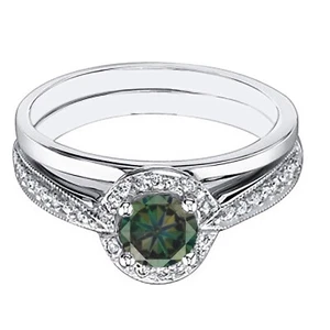 2,70Kt Runden Form Natürlich Grünlich Gelb & Weiß Diamant Ring Im 585er Weißgold - Bild 1 von 4