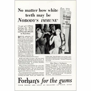 1929 Forhans: Non importa quanto possano essere i denti bianchi pubblicità stampa vintage - Foto 1 di 1