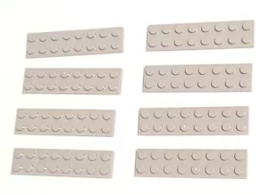 LEGO LIGHT BLUISH GRAY PLATE LOT / SIZE 2x8 / QTY 8x / Part #3034 / E #6383981 - Picture 1 of 3