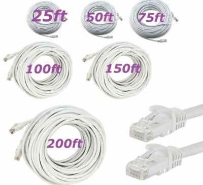 Cat 6 CAT6 Patch Cord Cable 500mhz Ethernet Internet Network LAN RJ45 UTP WHITE - Image 1 of 4