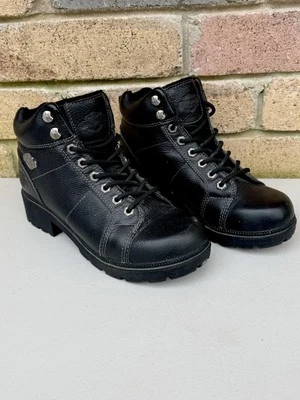 Botas Harvey Davidson Talla 8.5 Tyler Motor Cycles Botines Cuero Negro Foto 1 de 4