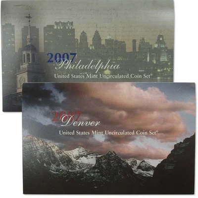 2007 US Mint Uncirculated Coin Set Denver + Philadelphia OGP COA 28 coins - Image 1 of 3