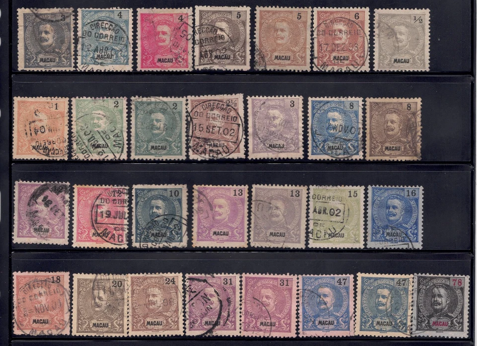 MACAO Scott # 75 - 103 USADO/EN MUY BUEN ESTADO Juego Completo King Carlos Negro Ovrpt; SCV $420 Foto 1 de 1